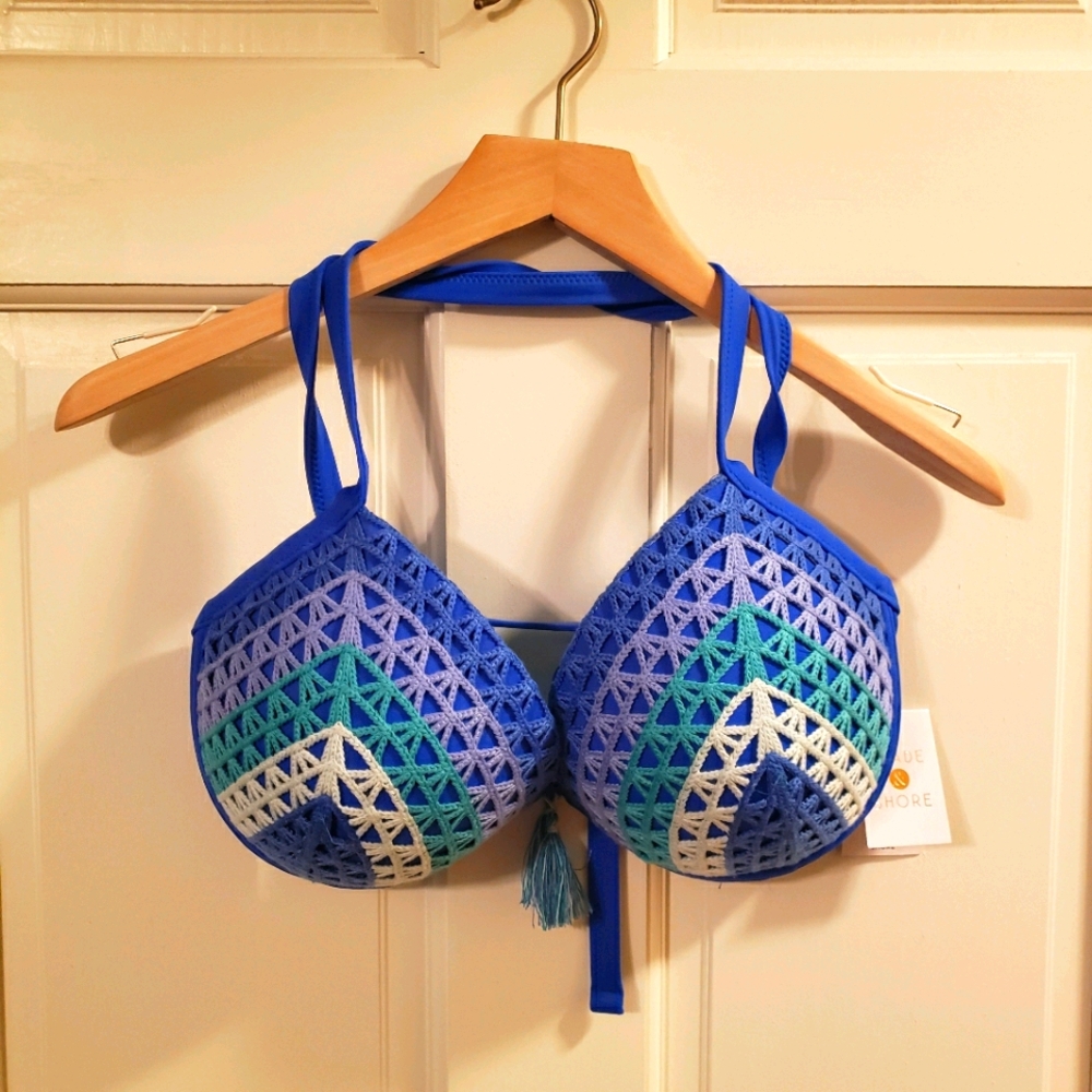 Shade & Shore Crochet Bikini Swimsuit Top 36DD NWT